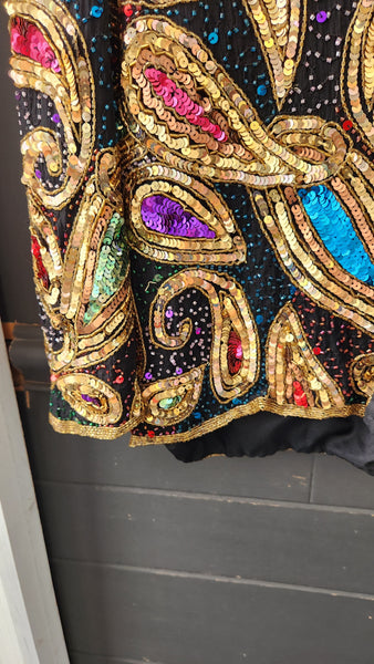 Laurence Kazar Paisley and Sequin Vintage Jacket
