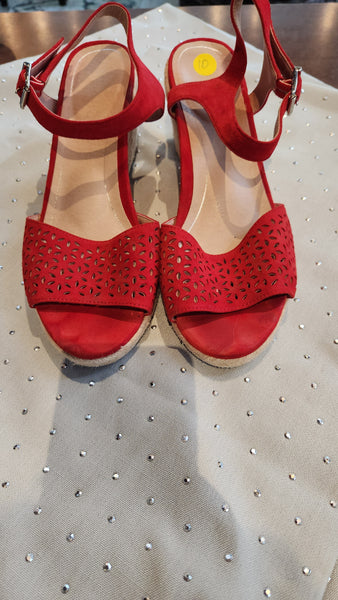 Vionic Red Suede Espadrille Wedge