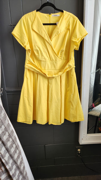 eShakti Cap Sleeve Faux Wrap Dress