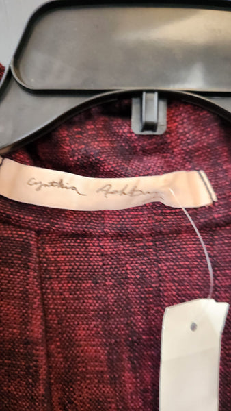 Cynthia Ashby Long Quilted Burgundy Artistic Coat