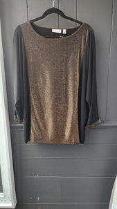 Susan Graver Two Tone Black and Gold Top