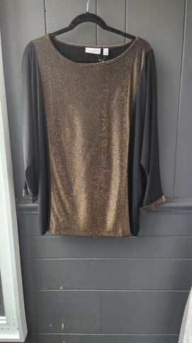Susan Graver Two Tone Black and Gold Top