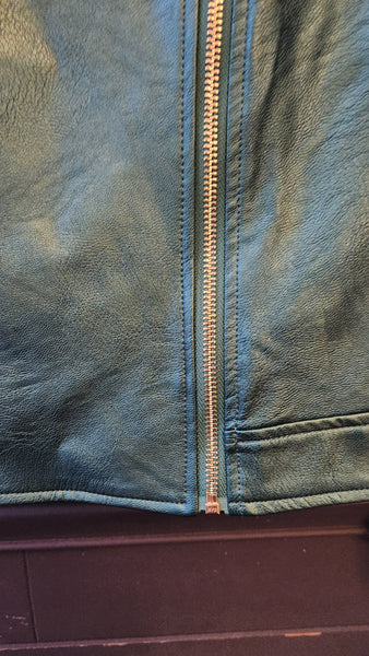 Joseph Ribkoff Metallic Teal  Faux Leather Jacket