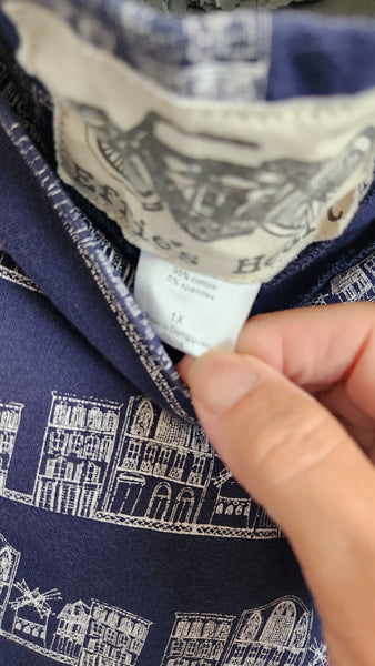 Effie's Heart Navy Skirt with House Drawings
