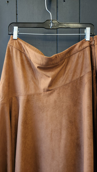 Soft Surroundings buttery-soft Deer Brown faux suede skirt