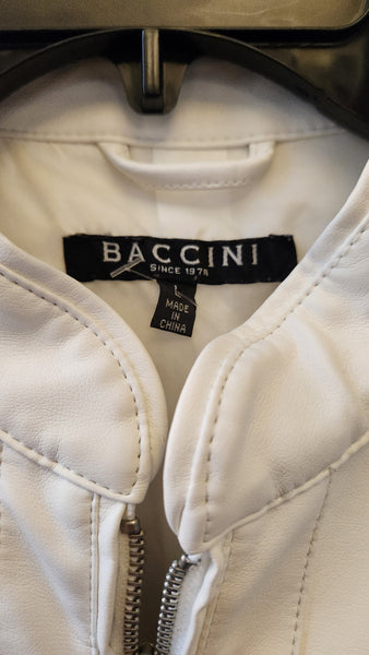 Baccini Faux White Leather Jacket