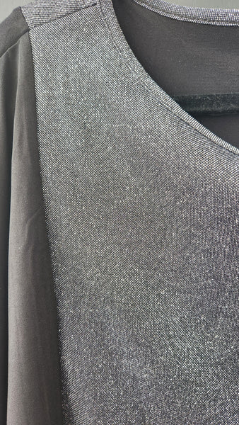 Susan Graver Two Tone Silver and Black Top