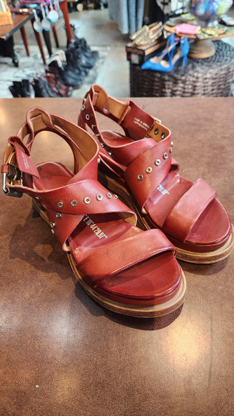 A.S. 98 Dark Red Leather Strappy Sandals