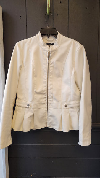 Baccini Faux White Leather Jacket