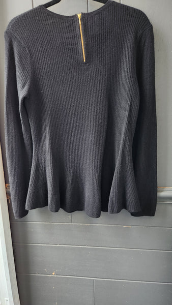 Saks 5th Avenue Black Ribbed Cashmere Sweater