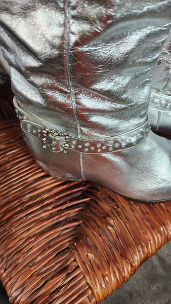 Metallic Silver Western Boots