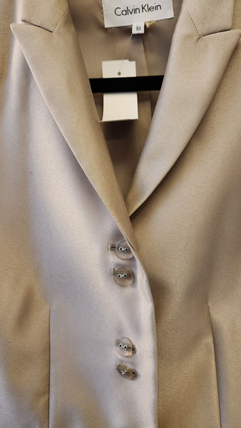 Calvin Klein Light Gold Metallic Long  Frock Coat