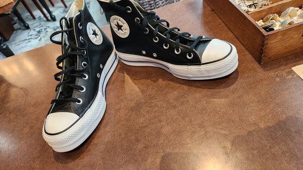 Converse All Star Black Leather High Tops
