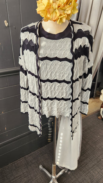 Yeohlee Black and White Crinkle Cardigan