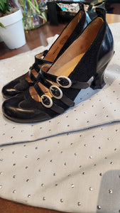 Fleuvog Black Leather Heeled Shoe