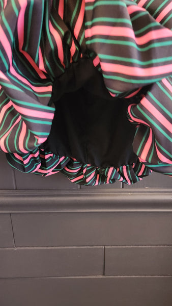 Wicked the Movie Pink Black and Green Striped Bubble Mini Skirt