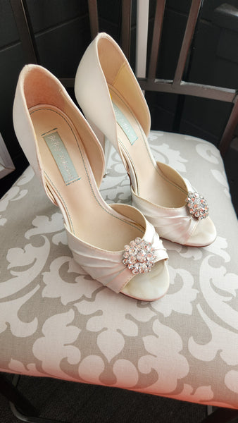 Betsey Johnson Cream Satin Heels