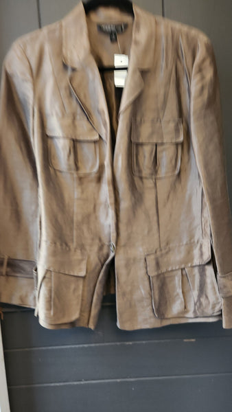 Lafayette 148 Metallic Bronze Rayon Silk Blazer