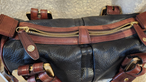 Michael Kors Black And Brown Leather Satchel Purse