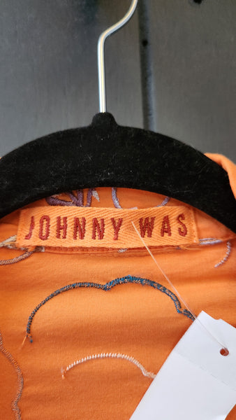 Johnny Was Embroidered Orange Orient Dragon Long Coat Duster