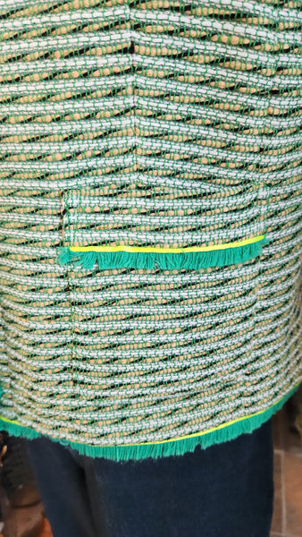 J Crew Green Fringe Trim Blazer