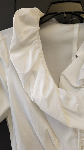 Sanuel Dong White Ruched Parachute type fabric Coat