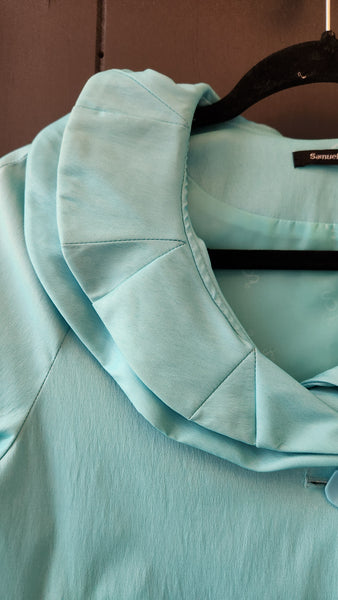 Samuel Dong Double Collar Turquoise Blazer