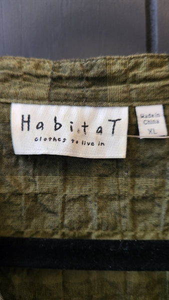 Habitat Green Check Crinkle Top