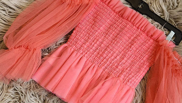 Bfasha Smocked Tulle Coral/Pink color