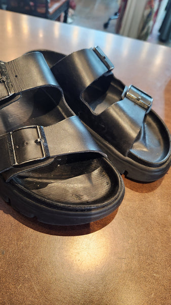 Papillio / Birkenstock Platform - black leather Sandal