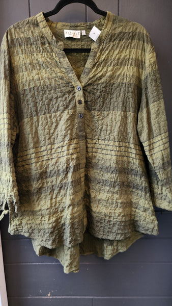 Habitat Green Check Crinkle Top