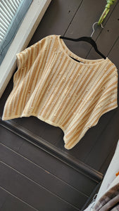 Tonle Drop Short Sleeve Woven Tan Crop Top
