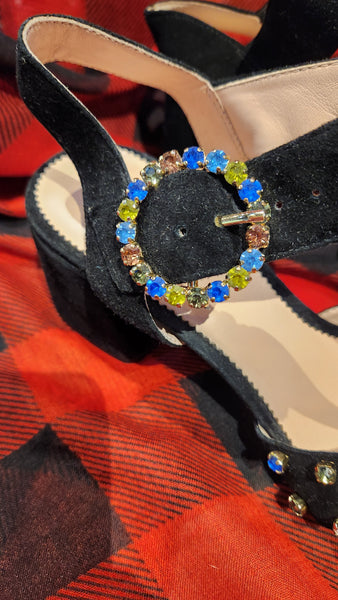 J CREW Suede Sandals Jewel Embellished