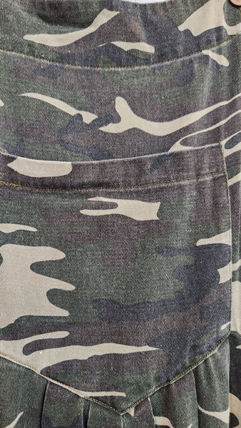 Camo Print Wide Leg Overalls