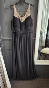 Xscape Sleeveless Sheer and Beaded Black Long Gown