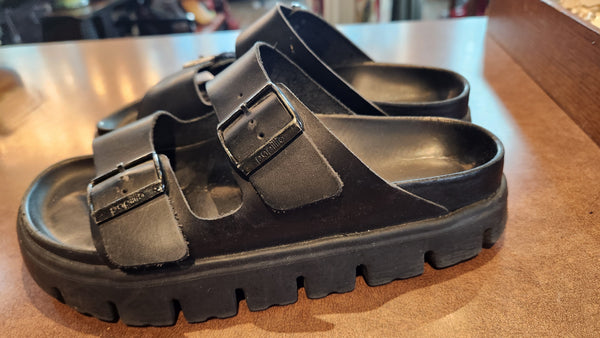 Papillio / Birkenstock Platform - black leather Sandal