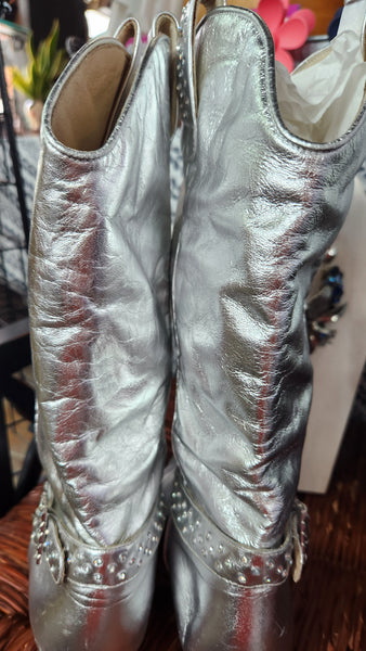 Metallic Silver Western Boots