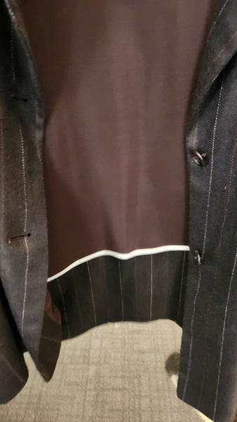 Shamask Brown Pinstripe Wool Blazer