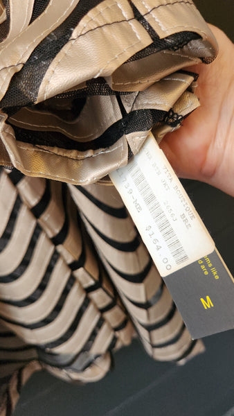 IC Shiny Taupe and Mesh Black Striped Blazer