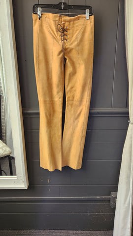 Bebe Tan Suede Boot Cut Pants