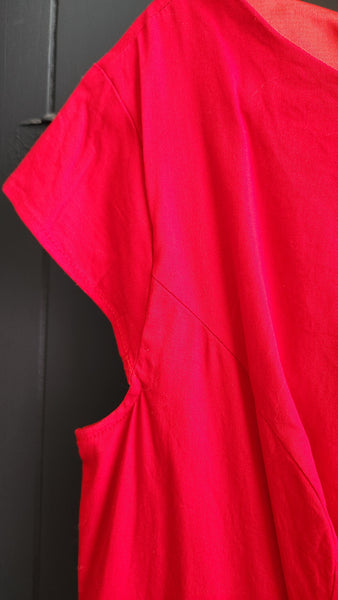 Pukavt Red Cap Sleeve Dress