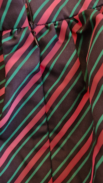 Wicked the Movie Pink Black and Green Striped Bubble Mini Skirt