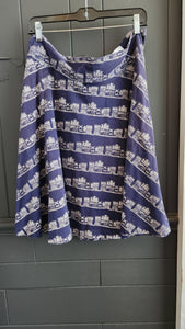 Effie's Heart Navy Skirt with House Drawings