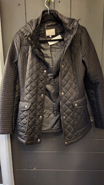 Laundry Quilted Black Jacket with Removeable Hood