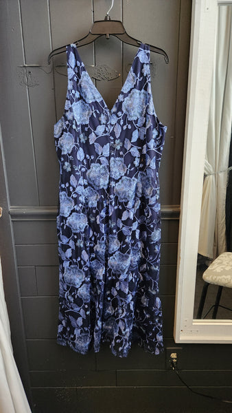 Marina Blue Floral Sleeveless Dress