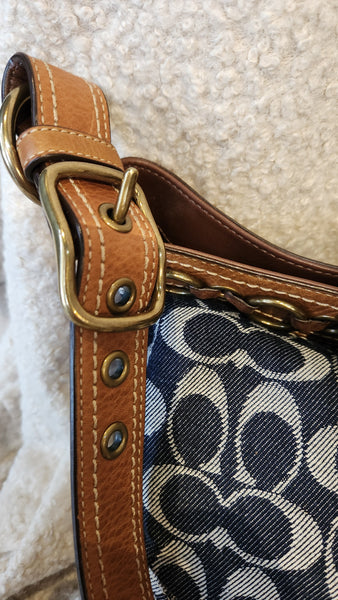 Coach Limited Edition Vachetta Vintage Denim and Brown Leather Purse