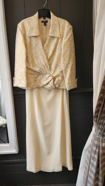 Cartise 2 Piece Ivory Top/Blazer and Long Ivory Skirt