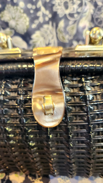 Vintage Black Wicker Purse