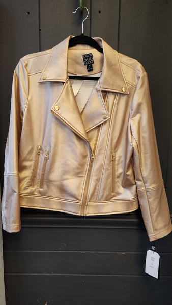 Clara Sun Woo Faux Gold Motorcycle Jacket