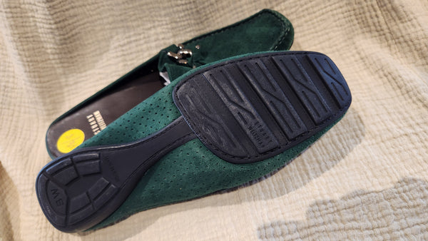 Stuart Weitzman Green Suede Loafer Mules